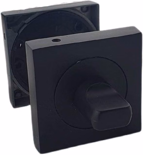 Golden Grace Bathroom Lock Set with Plate, Black