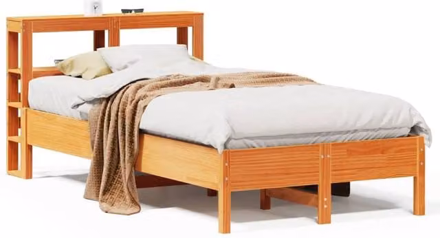 Berkfield Home Rustic Solid Wood Pine Bed Frame in Wax Brown, W/D/H: 100 x 200 cm – 1