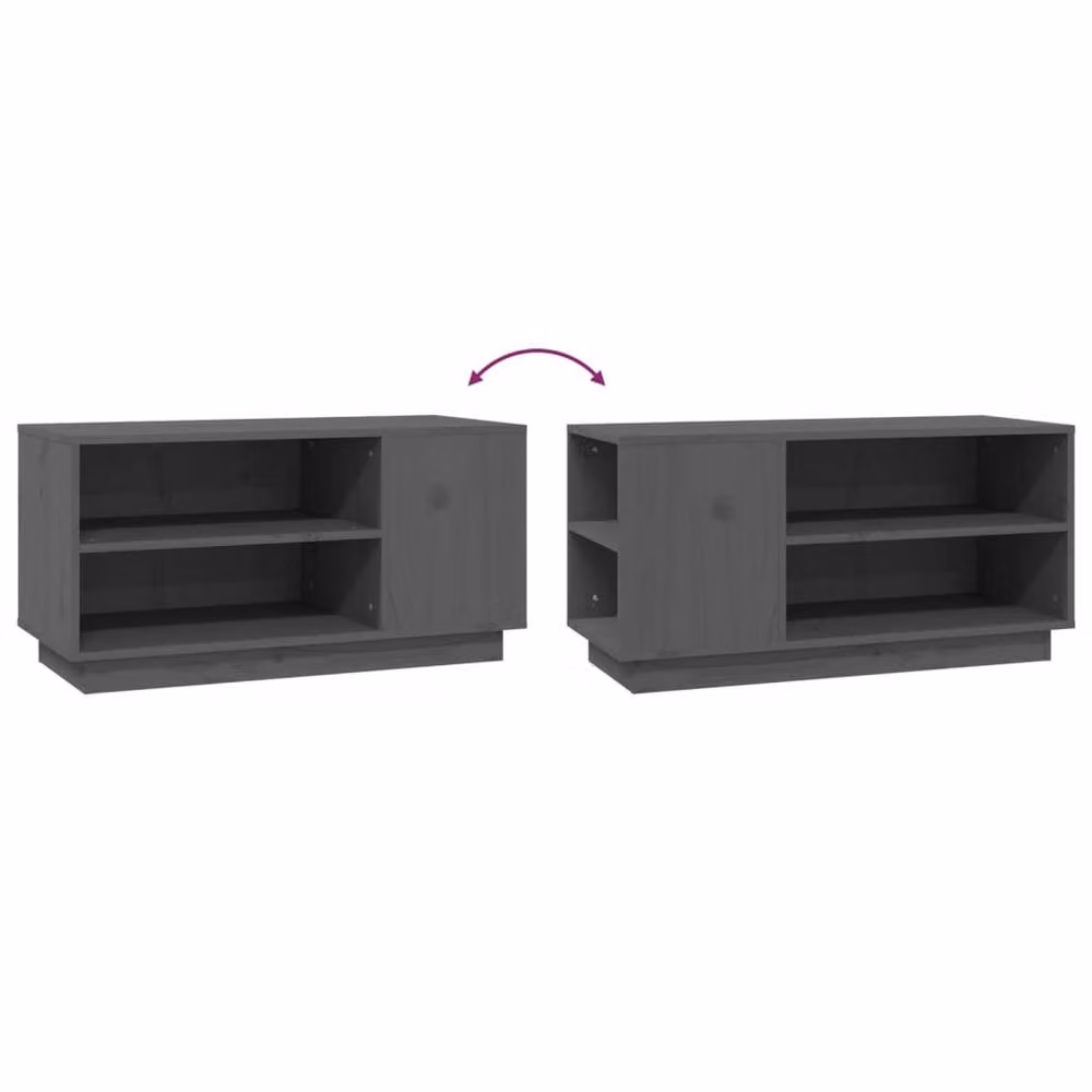 Berkfield Home Grey Solid Wood Pine TV Cabinet W: 80 cm, D: 35 cm, H: 40.5 cm – 5