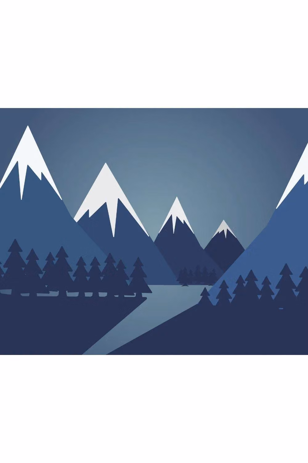 Origin Murals Snowy Mountains Wall Mural in Blue, W: 350 cm, H: 280 cm – 2