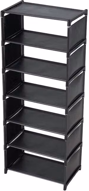 KORVIXA Black 7-Tier Narrow Shoe Rack with Adjustable Shelves, W/D/H: 42.2 x 25.7 x 105.7 cm