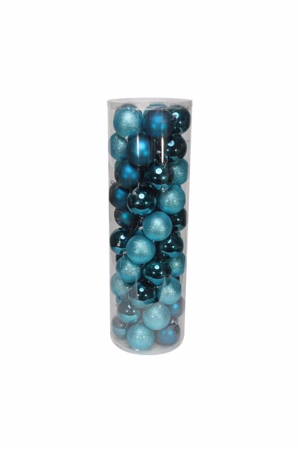 KDMD 48 Turquoise Christmas Baubles with Matt, Shiny and Glitter Finishes, Diameter: 10 cm – 2