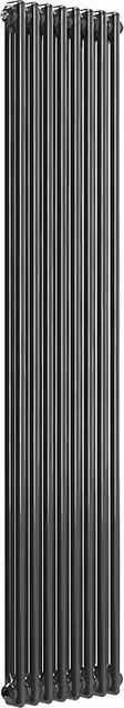 Lux Heat Vertical Steel Column Radiator in Black Nickel Lacquer, H: 180 cm, W: 38 cm