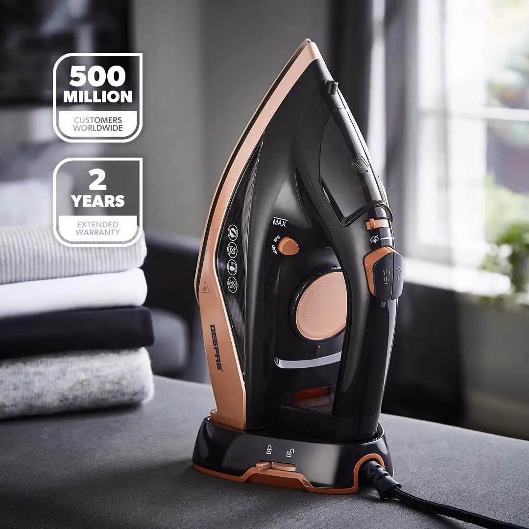 Geepas 2200W Cordless Steam Iron with Ceramic Soleplate and Vertical Steam Function in Black – 2