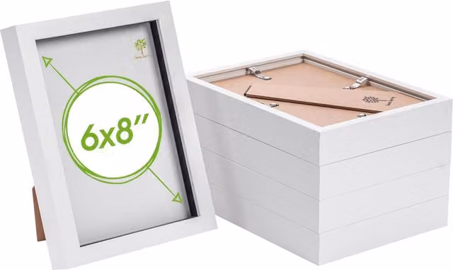 Nicola Spring Pack of 5 White Rectangular 3D Box Photo Frames, A5 Size – 2