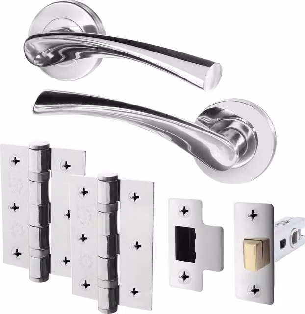 AFIT Chrome Door Handle Latch Pack Set
