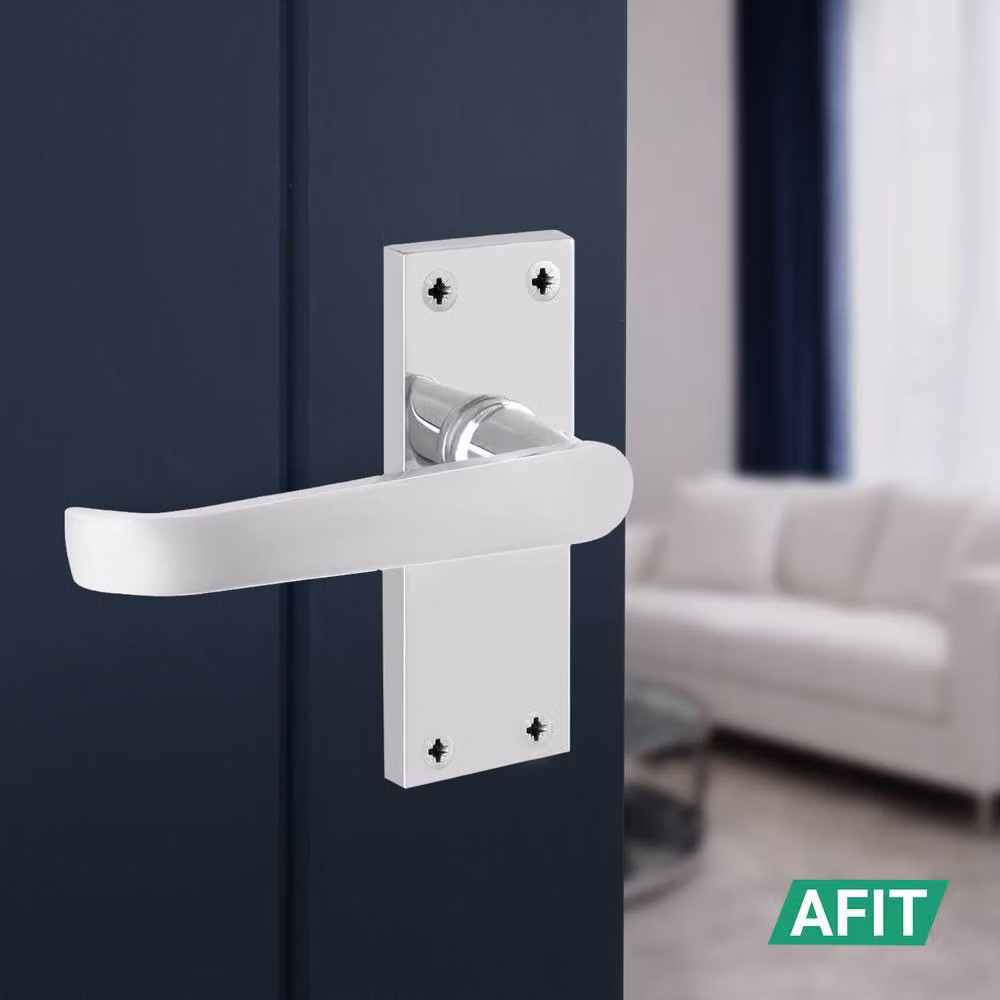 AFIT Polished Chrome Backplate Door Handles with Latch, 1 Pair, Silver, W/D/H: 15.0 x 15.0 x 4.5 cm – 3