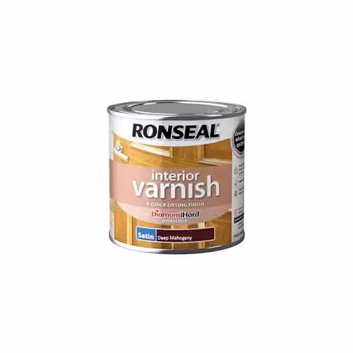 Ronseal Quick Dry Satin Interior Wood Varnish, Brown, 250ml – 1