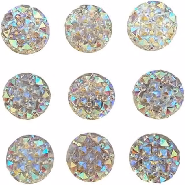 Syntego Pack of 40 White AB Round Resin Gems