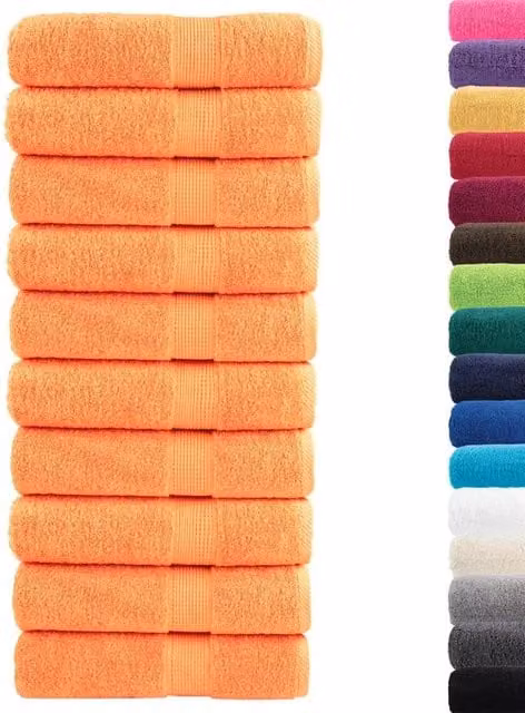 Berkfield Home SOLUND Premium Cotton Terry Bath Towels, Orange, 10 Pack, W: 150 cm, H: 100 cm, 600 gsm – 1