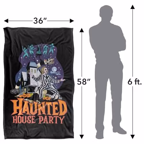 LOGOVISION Beetlejuice Haunted House Party Super Soft Fleece Throw Blanket, Multicolour, W/D/H: 91 x 147 cm – 4