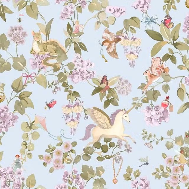 Holden Décor Away With The Fairies Textured Floral Wallpaper in Blue