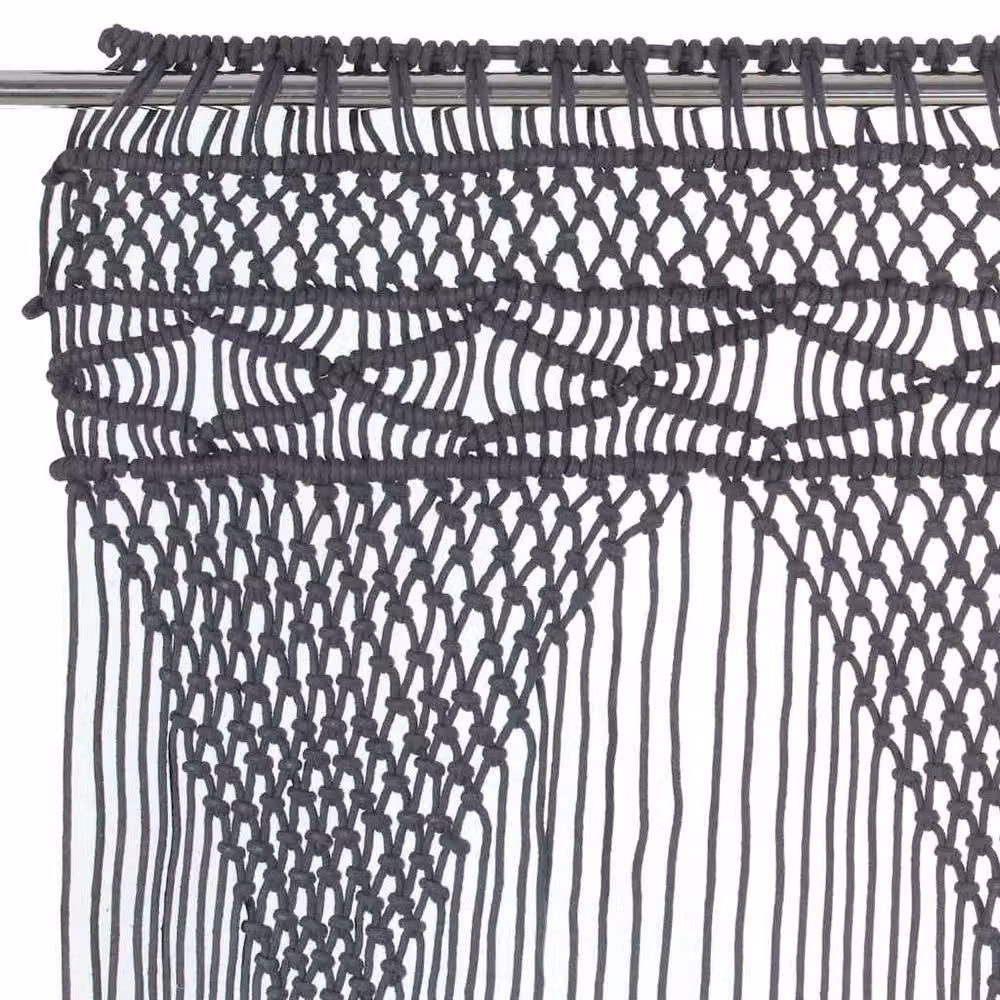 Berkfield Home Macrame Curtain in Anthracite Grey, W/H: 140 x 240 cm – 2