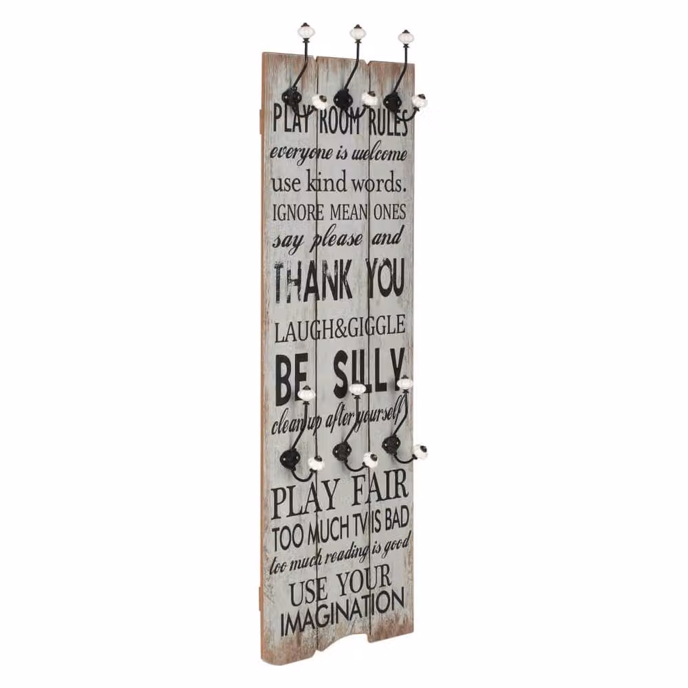 Berkfield Home Wall-mounted Coat Rack with 6 Hooks, W: 120 cm, D: 40 cm, H: 40 cm – 2