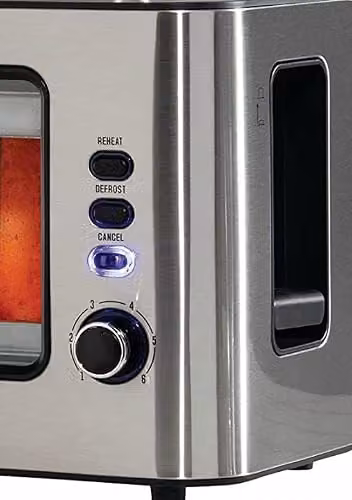Daewoo 2 Slice Glass Front Ultra Wide Toaster in Silver and Transparent – 4