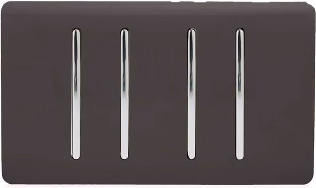 Trendi Modern Glossy 4 Gang 2 Way Rocker Double Plate Tactile Light Switch in Brown