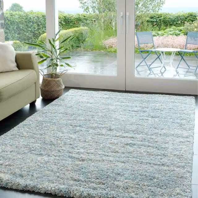 The Rug House Mottled Shaggy Area Rug in Blue and Multicolour, W: 150 cm, D: 80 cm