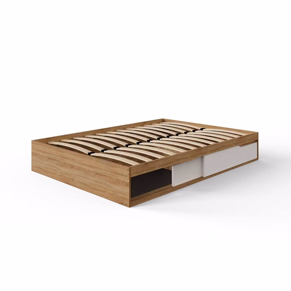 GFW Kai Platform Storage Bed in Brown, Small Double, W/D/H: 120 x 200 cm – 2