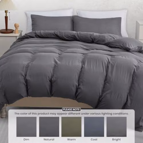 Pamposh King Size Reversible Microfibre Duvet Cover Set in Grey with Pillowcases – 2