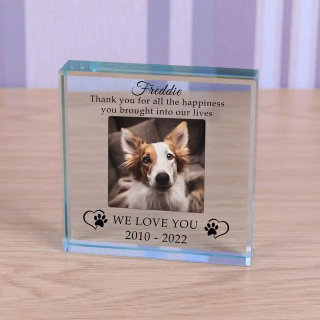 Uniqueful Personalised We Love You Pet Memory Glass Token Sympathy Gift in Transparent and Beige