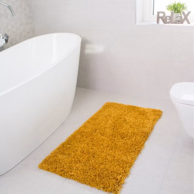 The Rug House Soft Value Yellow Ochre Shaggy Area Rug, W: 110 cm, D: 60 cm
