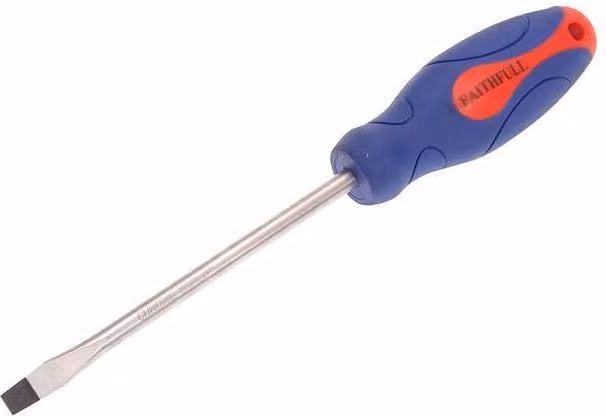 Faithfull Flared Screwdriver with Soft-Grip Handle and Magnetic Tip, Blue and Black – 2