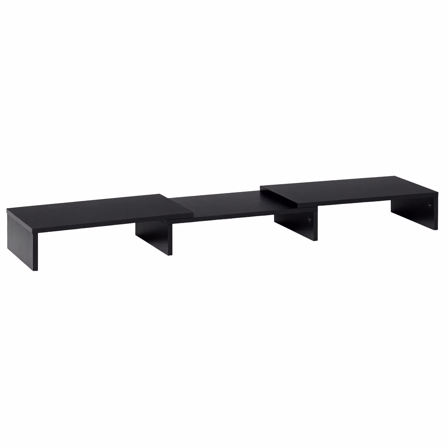 VINSETTO Dual Monitor Stand Riser with 3 Shelves, Adjustable Length and Angle, Black – 2
