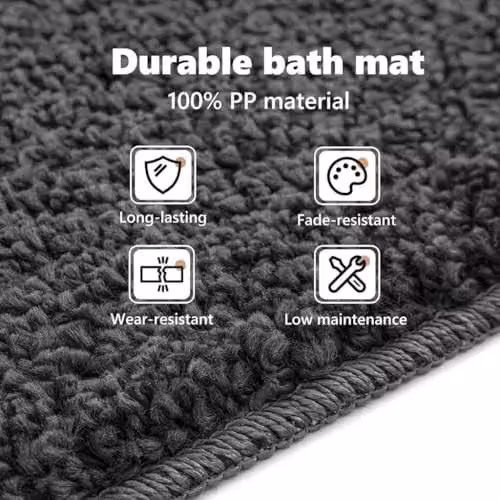 vidaXL Anti-slip Microfibre Bath Mat, Grey, W: 80 cm, D: 50 cm – 3