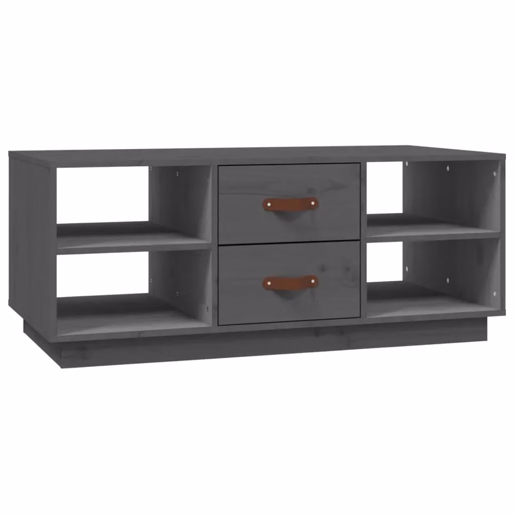 Berkfield Home Grey Rustic Solid Pine Coffee Table W: 100 cm, D: 50 cm, H: 41 cm – 2