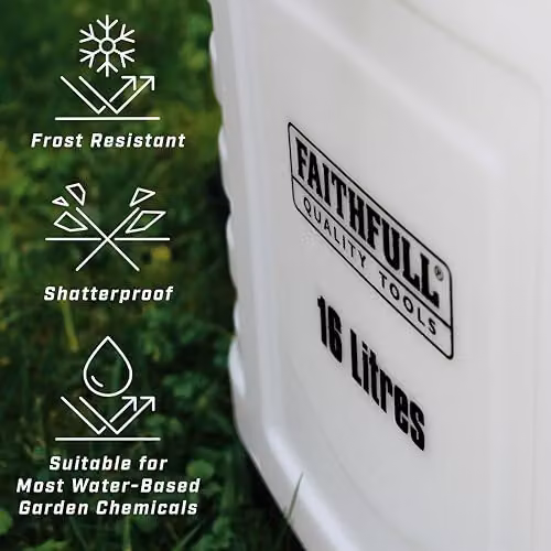 Faithfull 16 Litre Knapsack Pressure Sprayer with 3 Adjustable Nozzles and Service Kit in Multicolour and White – 2