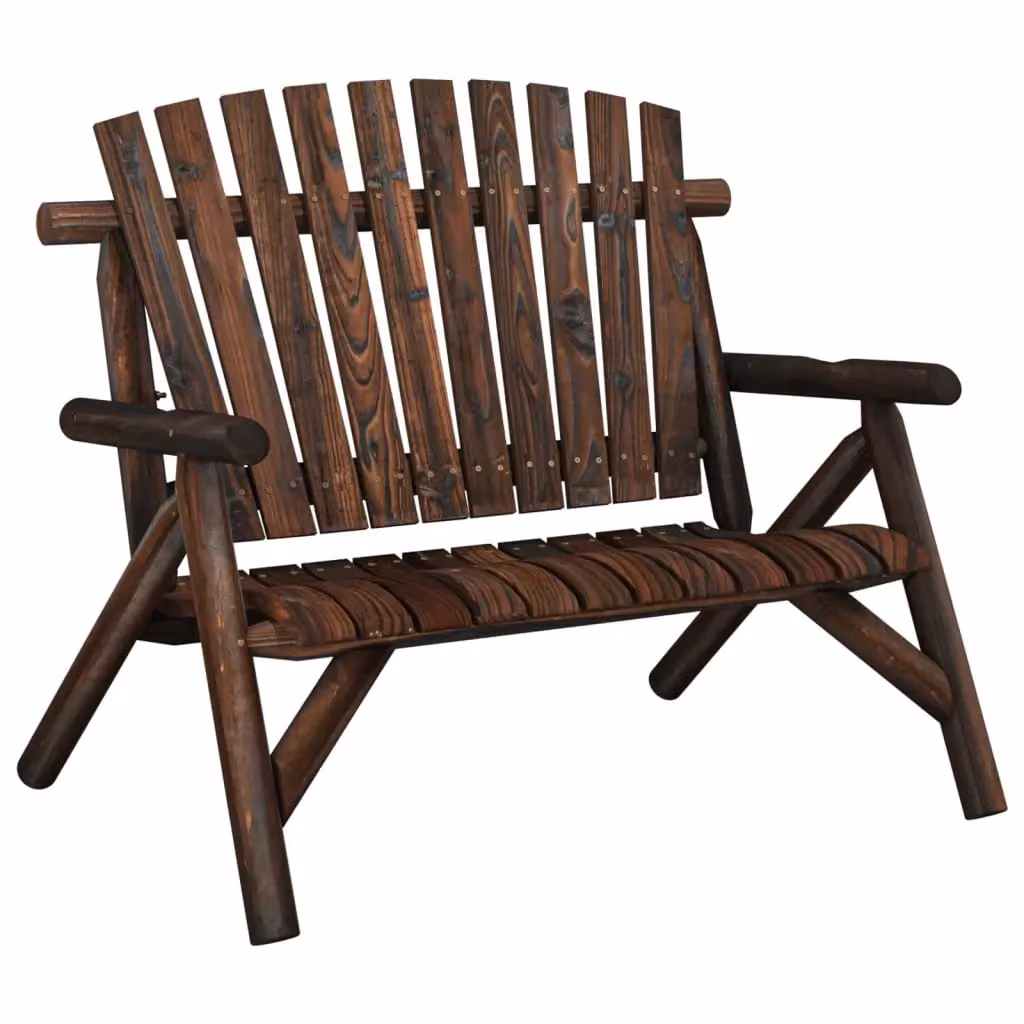Berkfield Home 2-Seater Rustic Garden Bench in Brown Solid Spruce Wood, W/D/H: 119 x 85 x 98 cm – 2