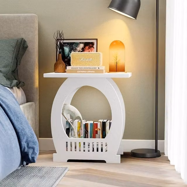 VOGREX White Modern Bedside Table and Storage Cabinet, W/D/H: 44 x 30 x 46 cm – 1