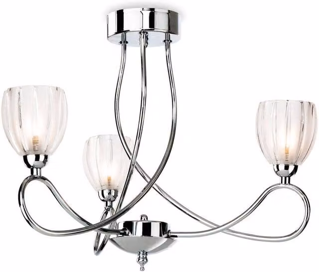 Firstlight Grove 3 Light Semi Flush Ceiling Light in Chrome with Transparent Glass