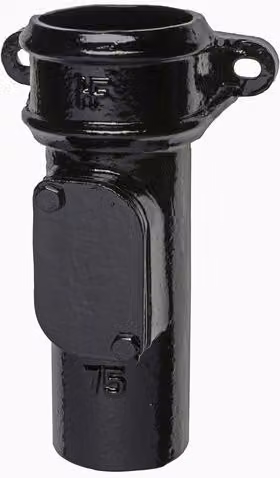 Hargreaves Premier Cast Iron Round Downpipe Eared Access Pipe, Black, 150mm