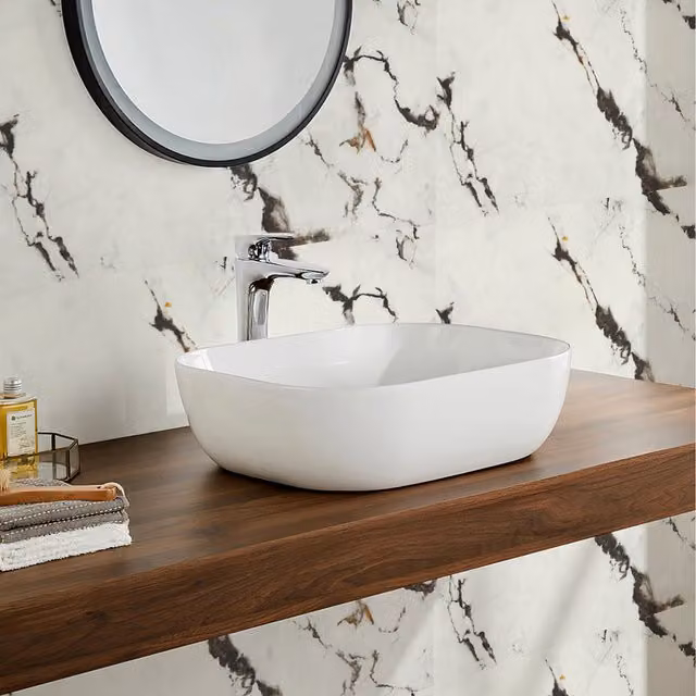 Livingandhome 10-Pack Marble Peel and Stick Wall Stickers in White