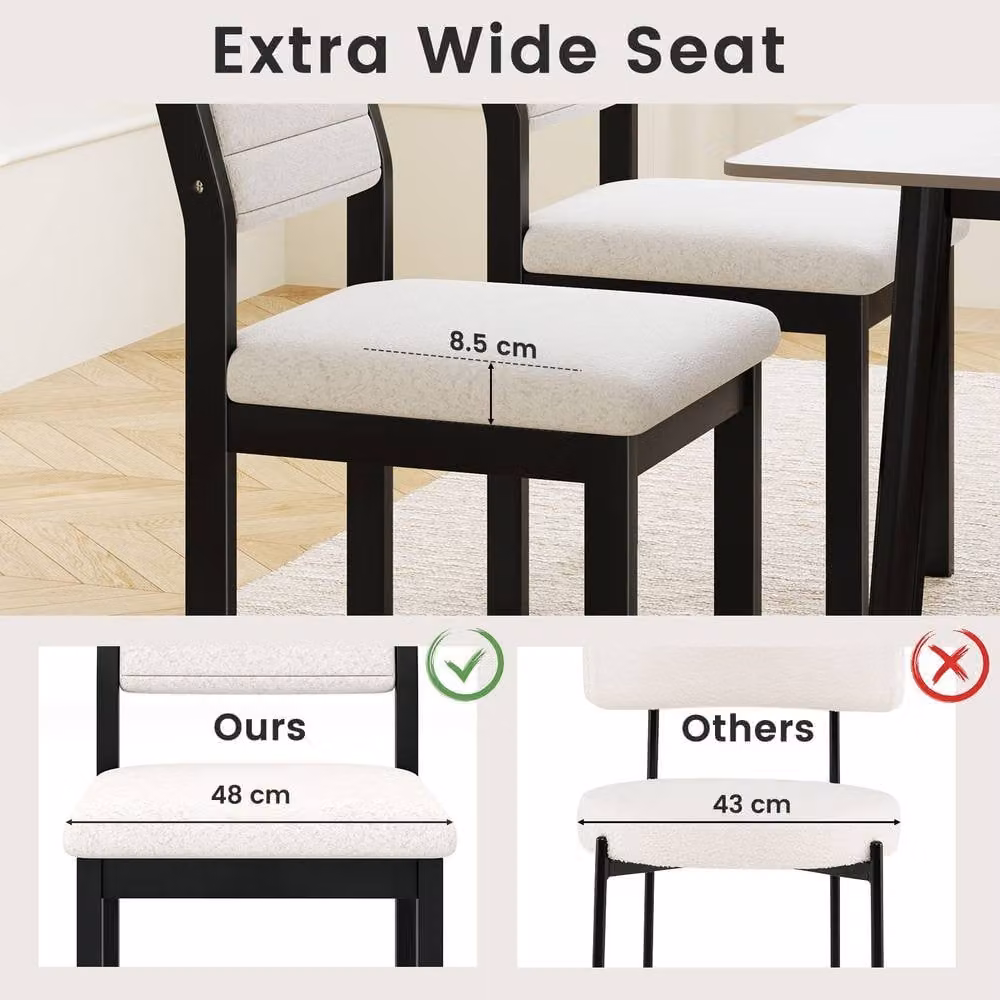 Costway Set of 2 Modern Imitation Lamb Fleece Dining Chairs in White – 6