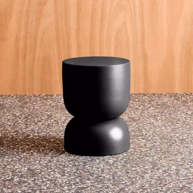 sweeek Black Metal Round Side Table and Bedside Table, Diameter: 32 cm, Height: 42 cm