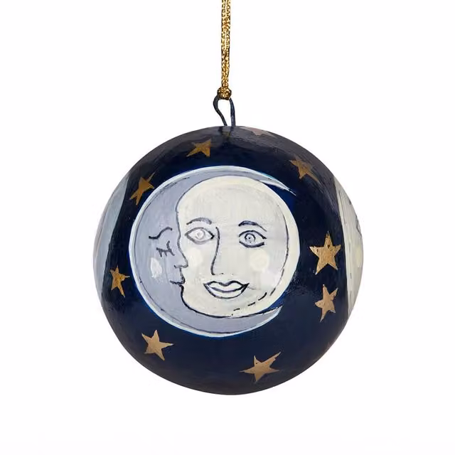 House of Hackney Moon Garden Midnight Blue Abstract Paper Bauble