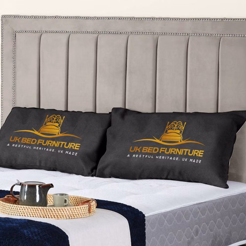 UK Bed Furniture Fiona Upholstered Slatted Base Bed with 48 Inch Headboard in Light Beige, Size: King (W/D/H: 180 x 200 cm) – 2