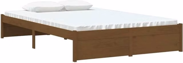Berkfield Home Beautiful Small Double Bed Frame in Brown Solid Pine Wood W/D/H: 120 x 190 cm – 1