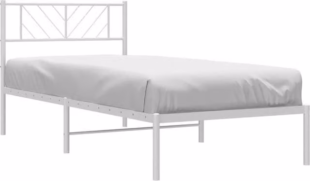 Berkfield Home Metal Bed Frame with Headboard in White, W/D/H: 80 x 200 cm – 1