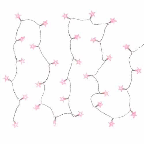 Lights4fun Indoor Star String Fairy Lights with 30 Pink LEDs on Transparent Cable – 3