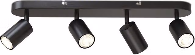 B.K.Licht Black Metal Ceiling Spotlight Bar with 4 Adjustable GU10 Sockets – 8