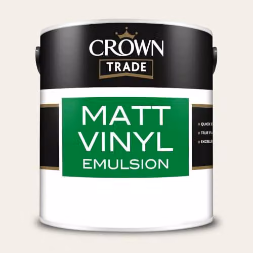 Crown Trade Matt Vinyl Dispersion Paint in White, 2.5 l – 2