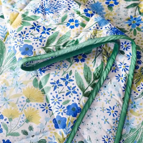 Catherine Lansfield Tilly Floral Reversible Quilted Bedspread, Blue, W: 220 cm, D: 230 cm – 2