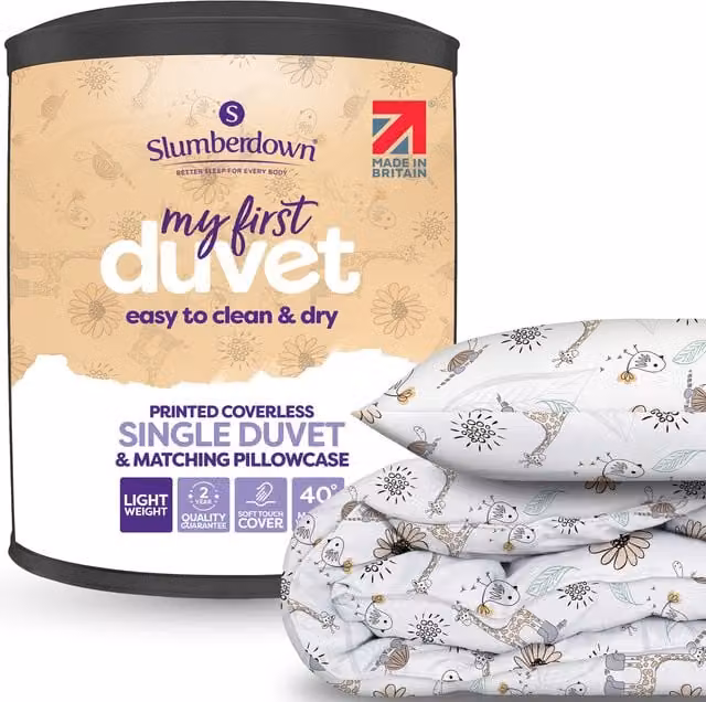 Slumberdown Kids Animal Print Coverless Comfort 4.5 Tog Duvet in White