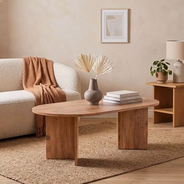 CALICOSY IRIS Oval Coffee Table in Light Oak