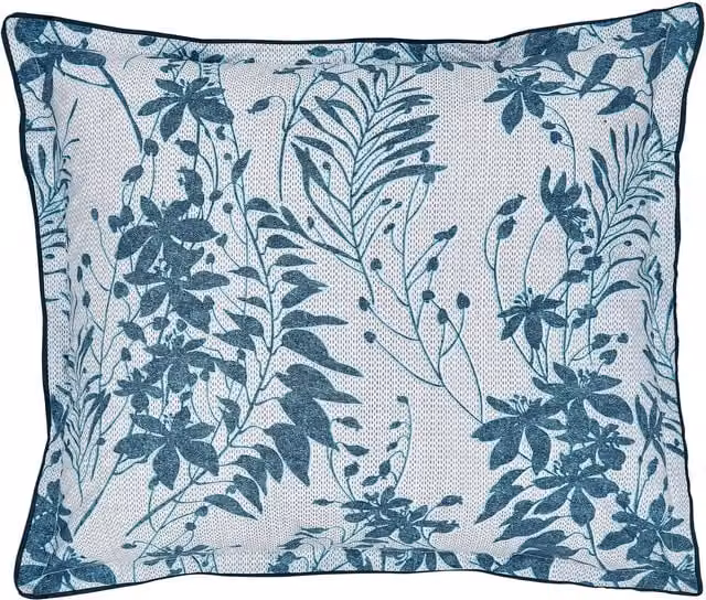 Bedeck of Belfast Mieko Pair of Square Oxford Cotton Percale Pillowcases, Petrol and Silver Floral