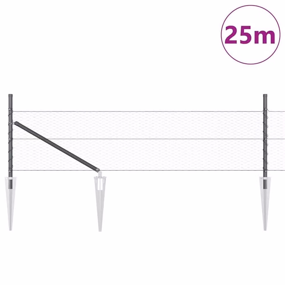 Berkfield Home Hexagon Steel Fence, Grey, W: 0.4 m, L: 25 m – 2
