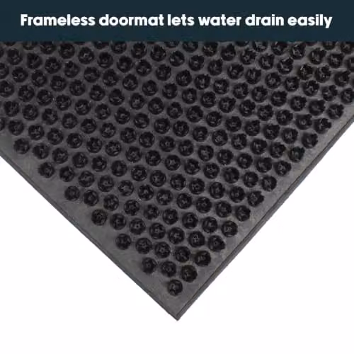 JVL Black Rubber Condor Astro Turf Effect Doormat W: 40 cm, D: 60 cm – 6